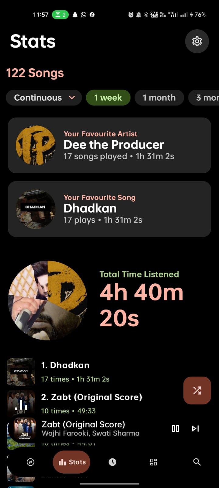 Stats screen in Nocturne